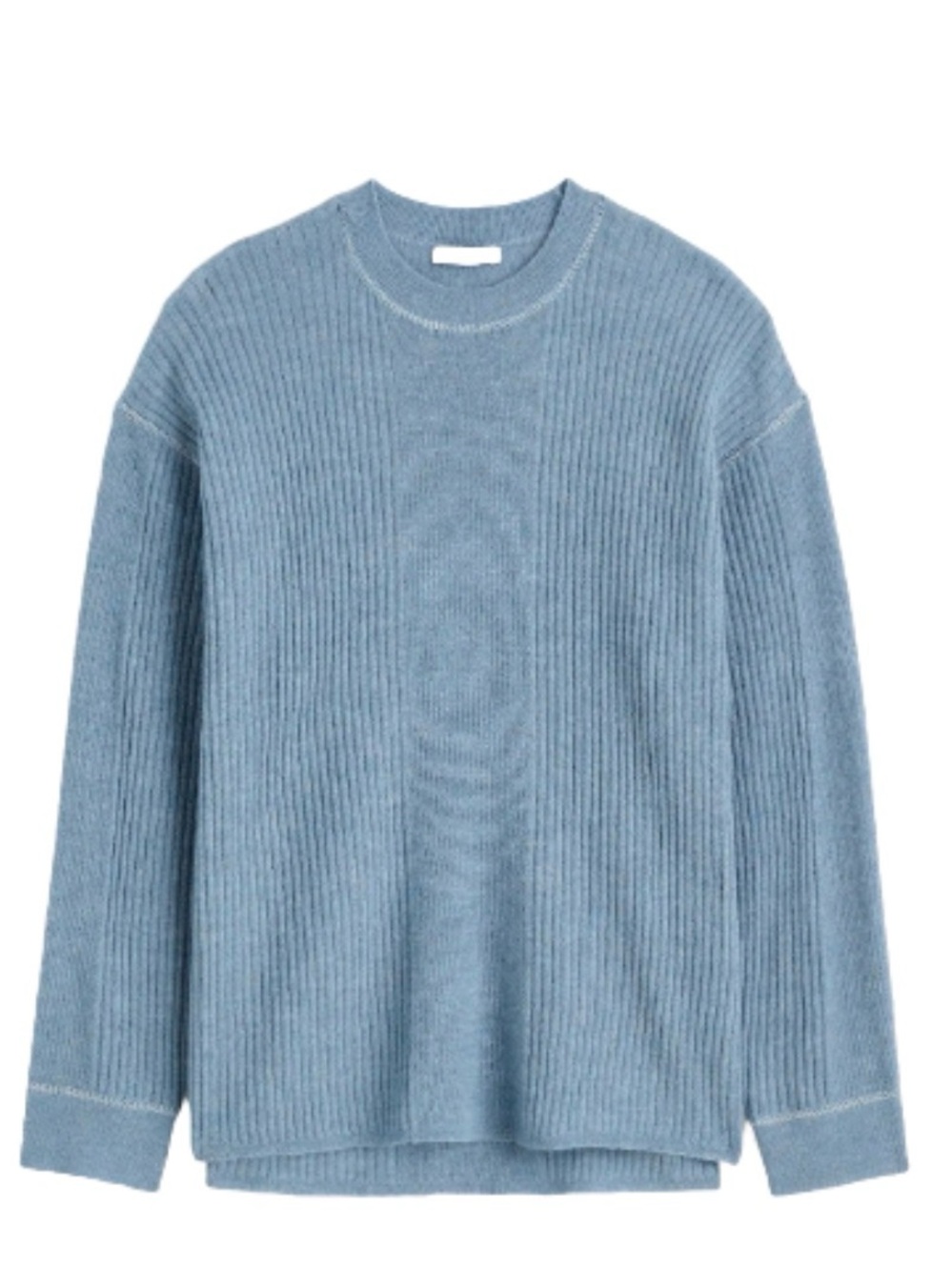 Madewell Alpaca Blend Lightweight Light Blue Ribbed Layering Crewneck Sweater